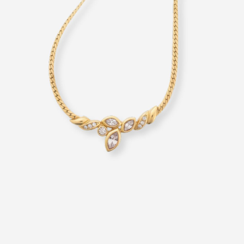 VINTAGE 1980s GROSSE MARQUISE FLORAL SWAROVSKI CRYSTAL NECKLACE