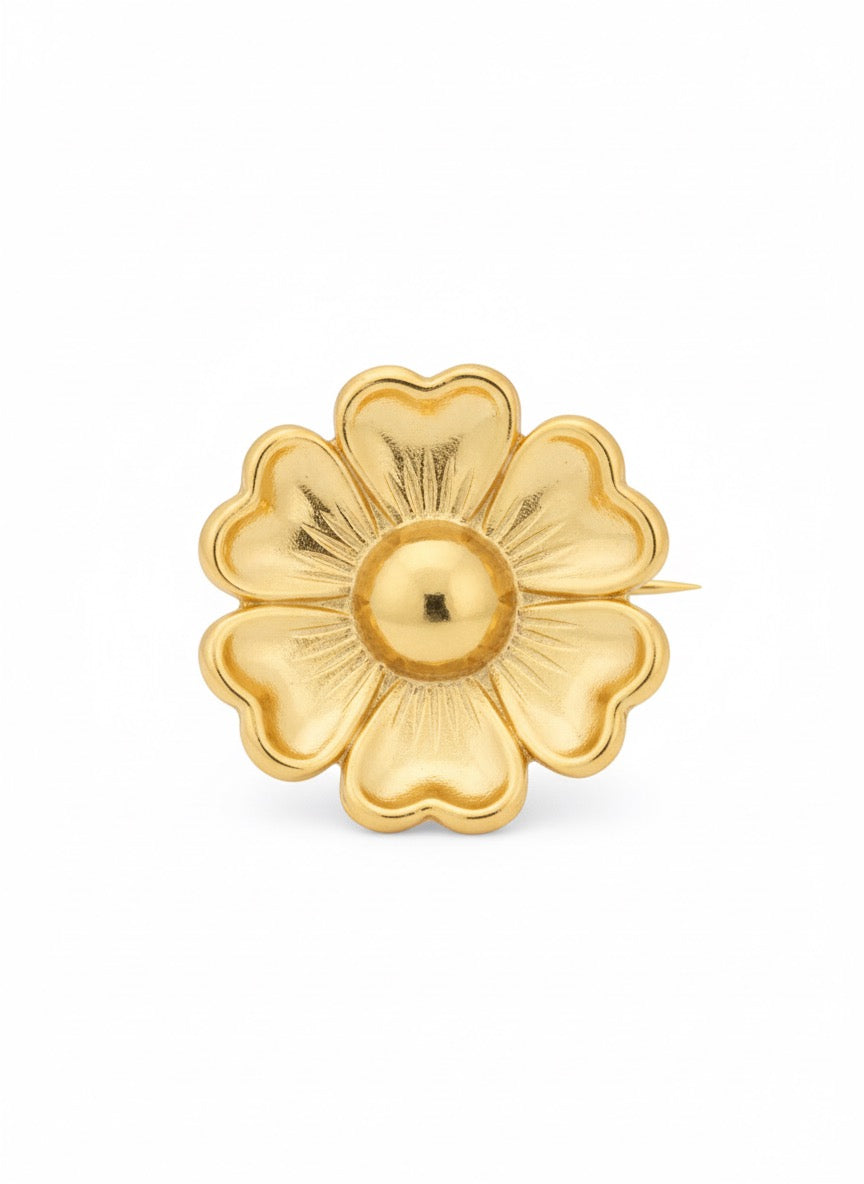 VINTAGE 1980S ETCHED FLOWER BROOCH