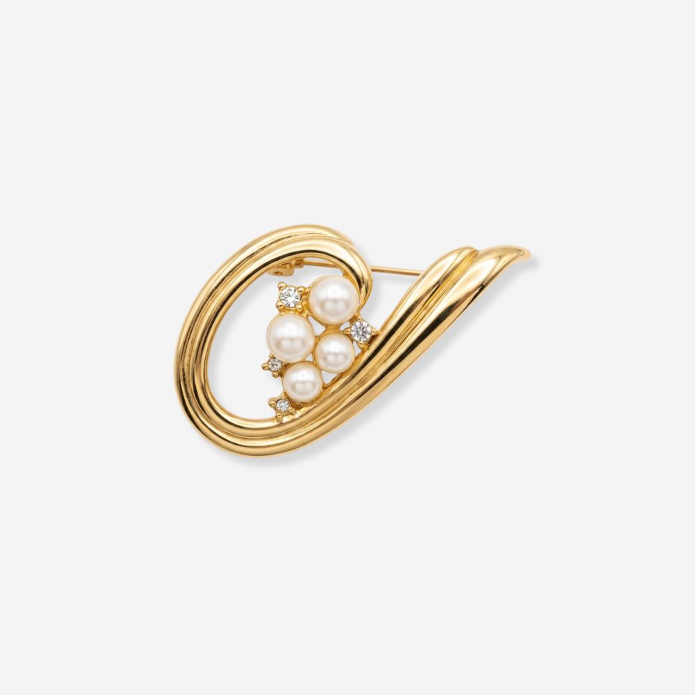 VINTAGE 1980S TWIST PEARL CLUSTER BROOCH SWIRL