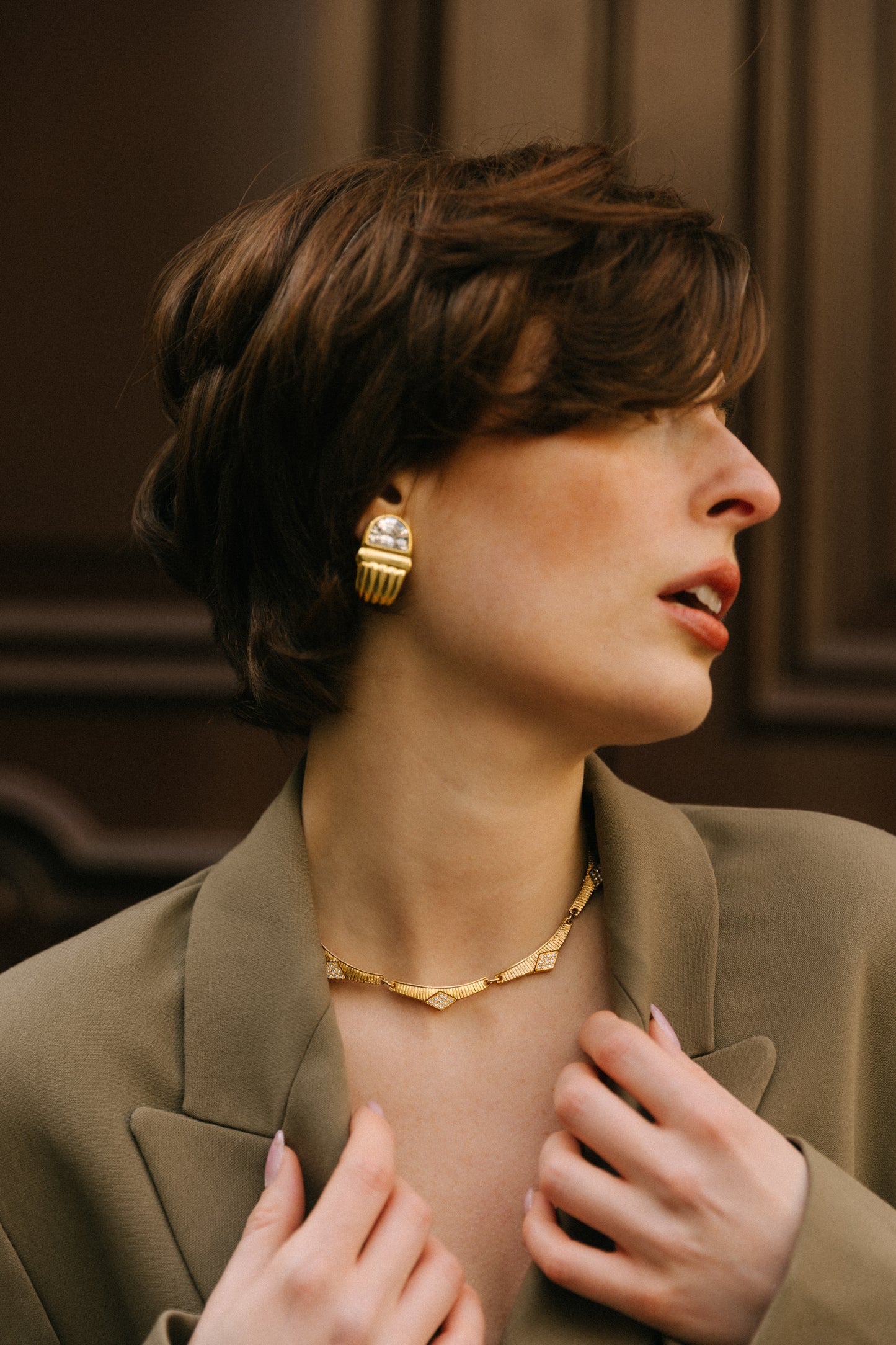 VINTAGE 1980S CRYSTAL GEOMETRIC DAINTY NECKLACE