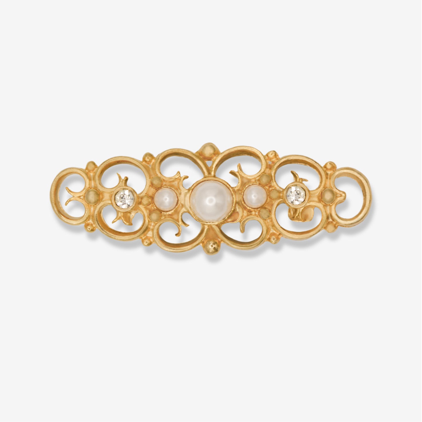 VINTAGE 1980S ART DECO STYLE IMITATION PEARL PIN BROOCH