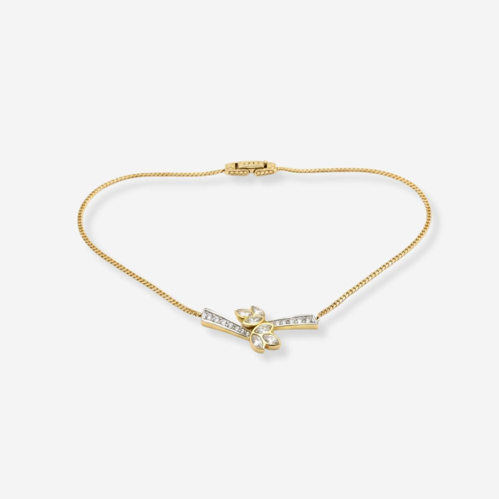 VINTAGE 1980S ATTWOOD & SAWYER FLORAL SWAROVSKI CRYSTAL NECKLACE_2