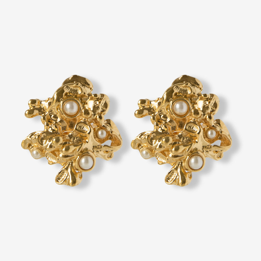 VINTAGE 1980S CLUSTER GOLD PLATED CLIP ON EARRINGS