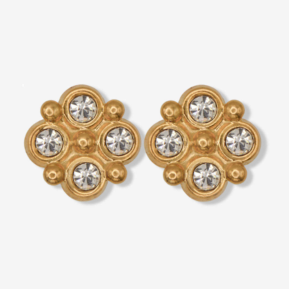 VINTAGE 1980S CRYSTAL CLOVER STUD EARRINGS