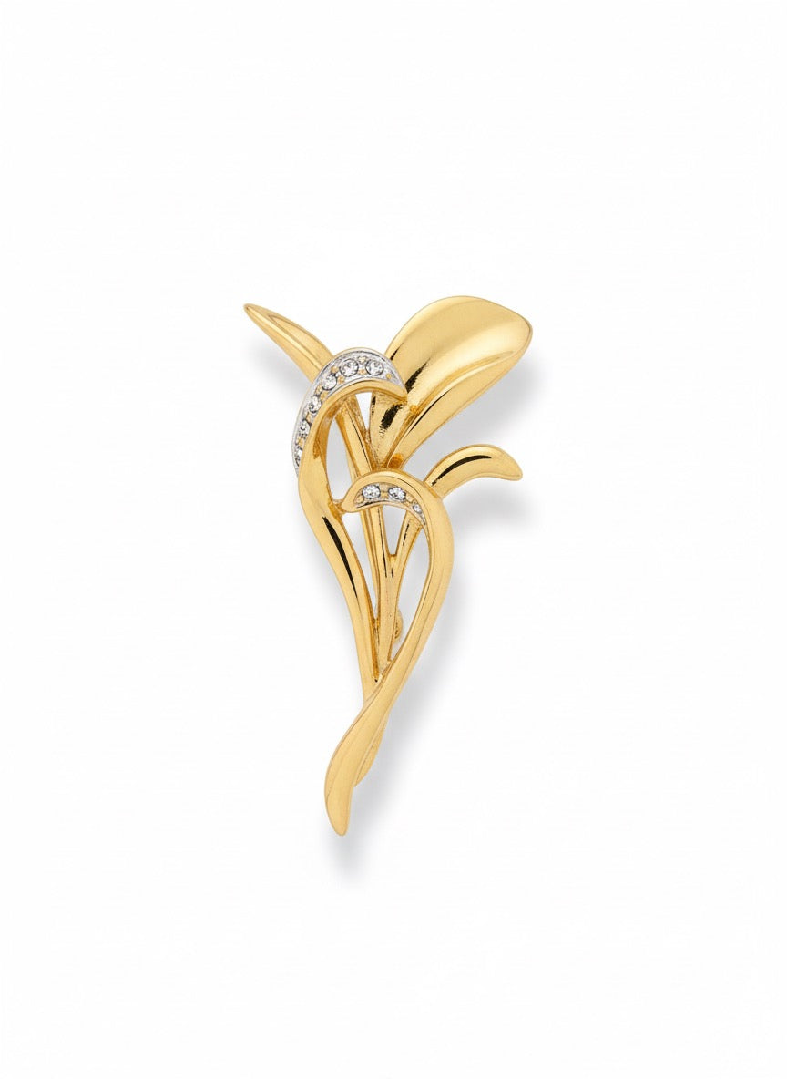 VINTAGE 1980S CRYSTAL LILY BROOCH