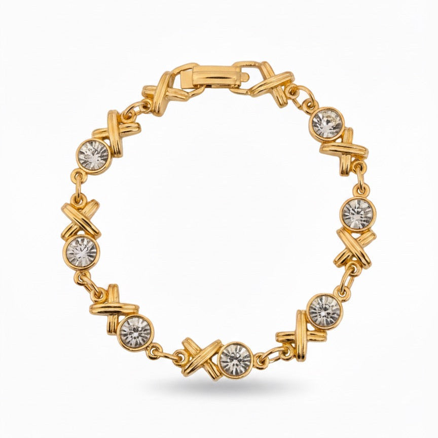 VINTAGE 1980S ETCHED CRYSTAL TENNIS BRACELET