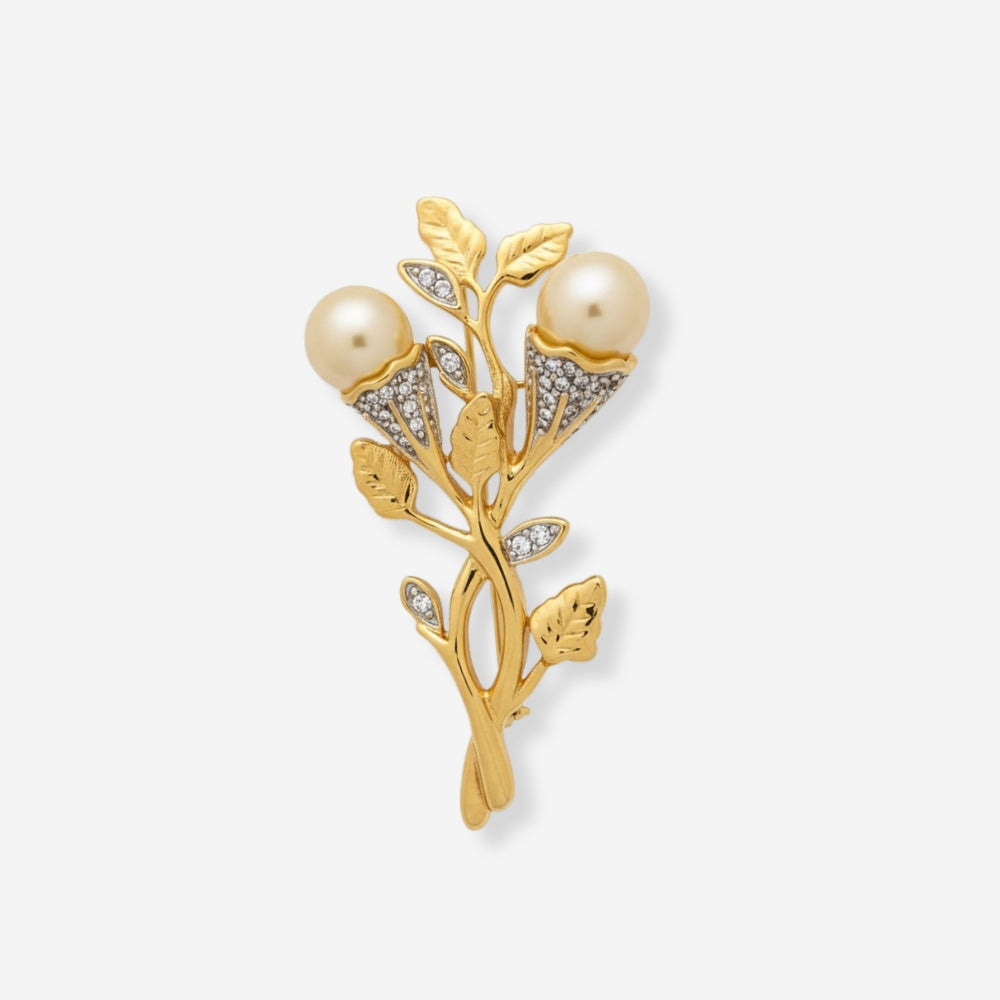 VINTAGE 1980S FLORAL PEARL BROOCH _SOHVINTAGE