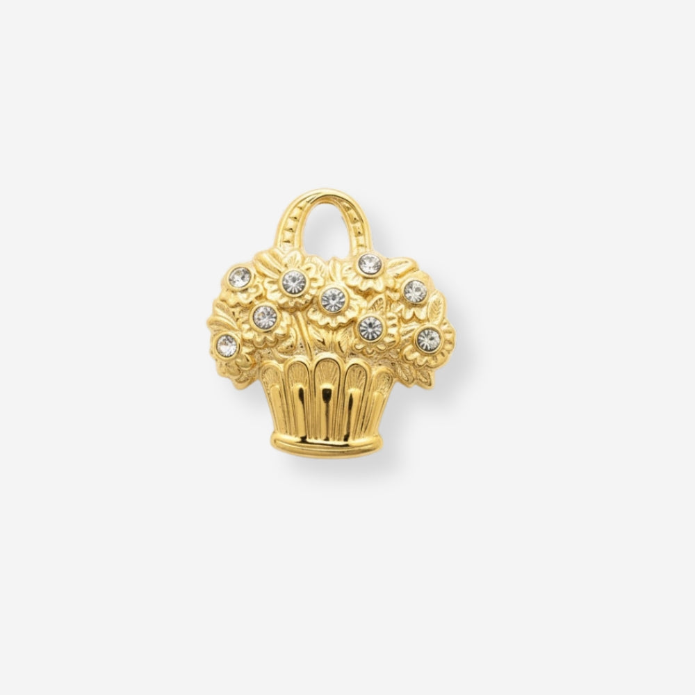 VINTAGE 1980S FLOWER BASKET BROOCH