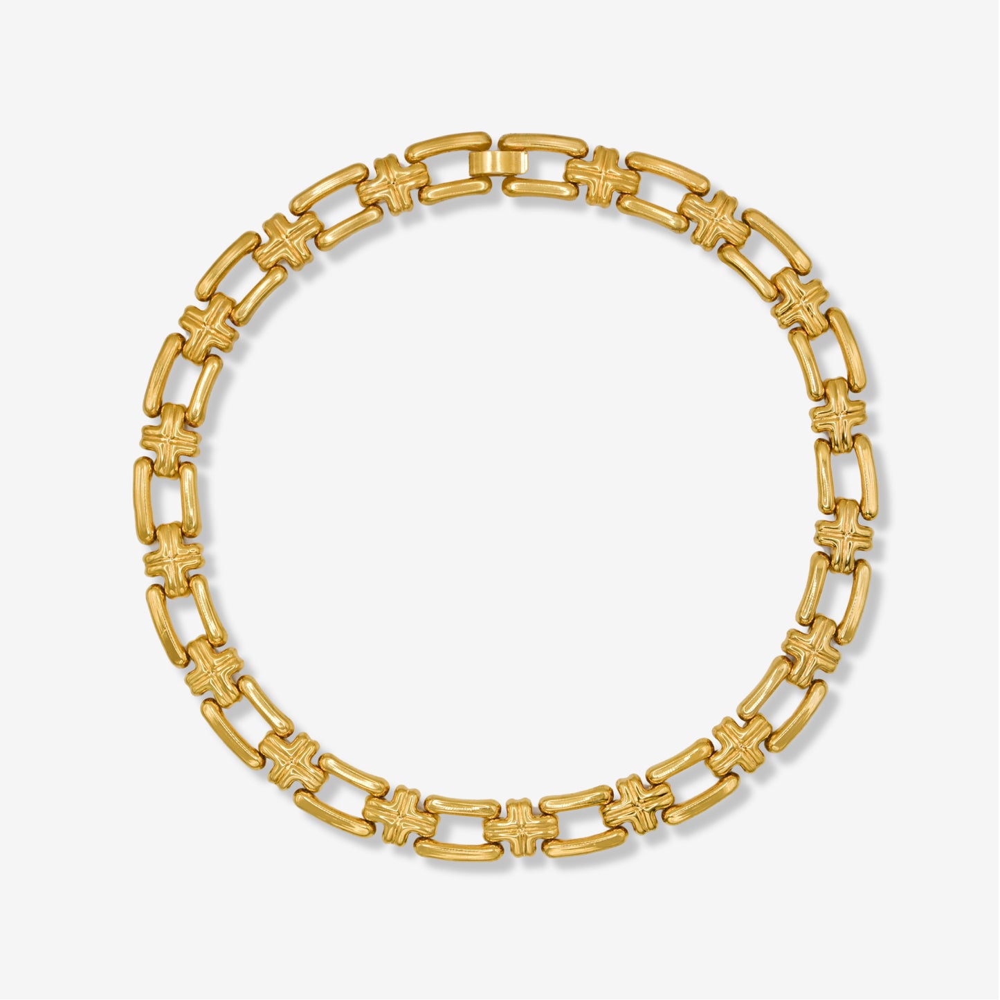 VINTAGE 1980S RECTANGLE LINKED WEAVE CHAIN NECKLACE