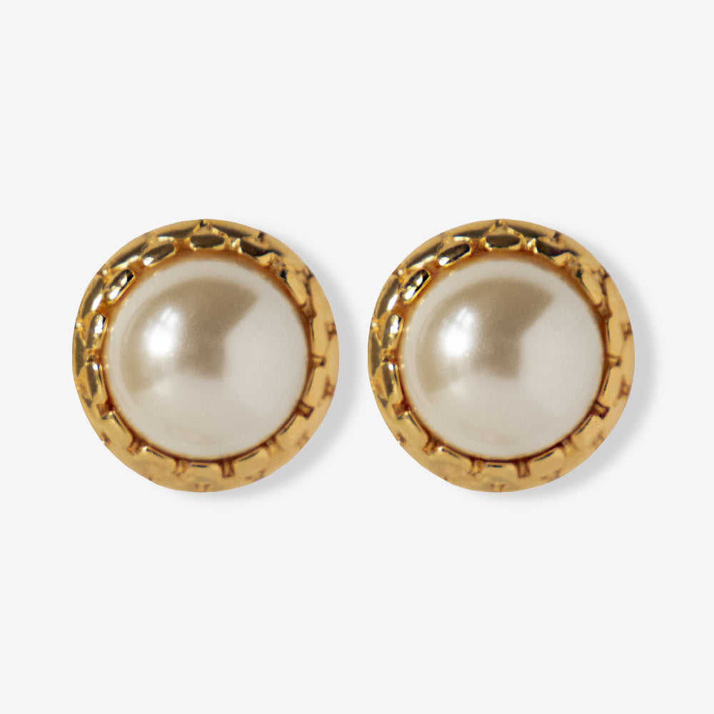 VINTAGE 1980S STATEMENT SNAKE CHAIN IMITATION PEARL EARRINGS