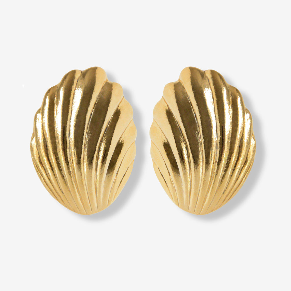 VINTAGE 1980s GOLD-PLATED STATEMENT SHELL EARRINGS