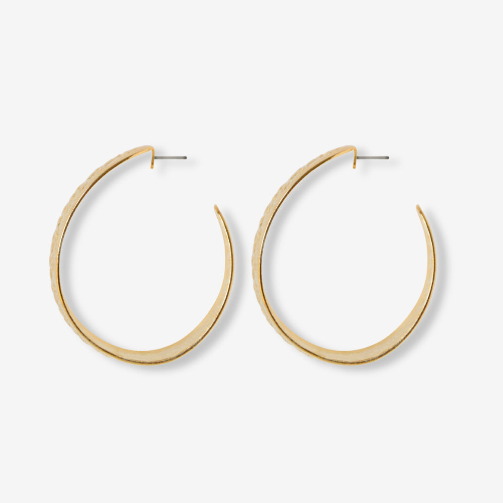 VINTAGE 1990S TEXTURED ETCHED GOLD PLATED HOOP EARRINGS_SOHVINTAGE