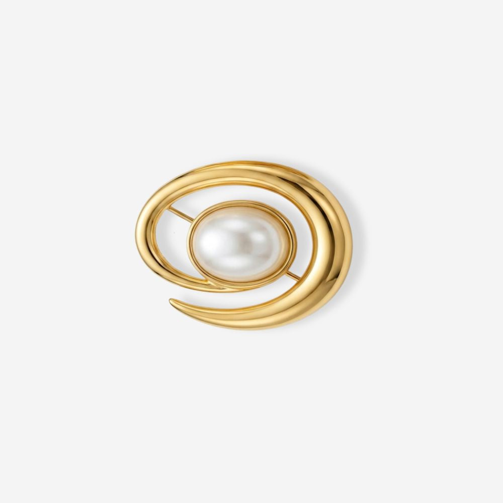 VINTAGE MONET STATEMENT PEARL SWIRL BROOCH