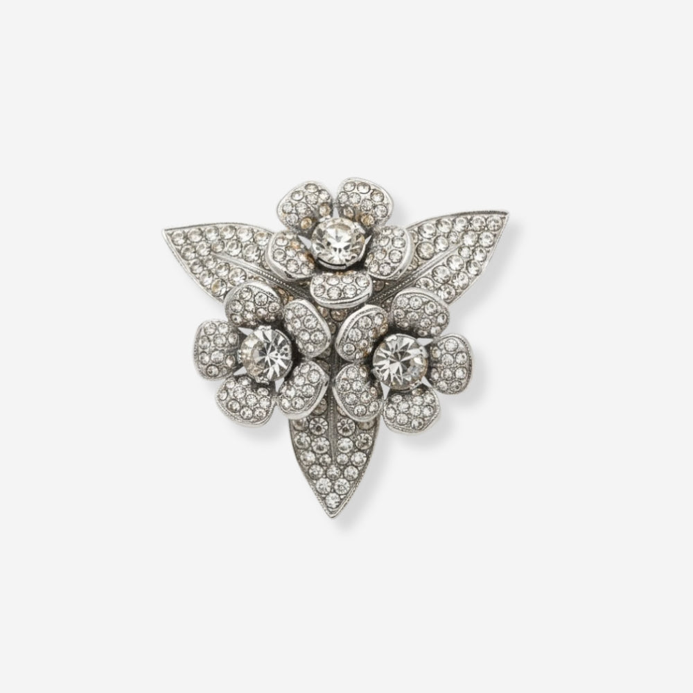 VINTAGE STATEMENT SILVER CRYSTAL VINTAGE BROOCH