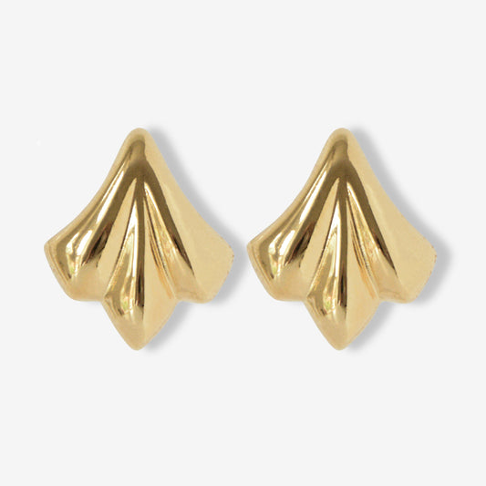 VINTAGE 1970S MINIMALIST TRIO LEAF GOLD PLATED  STUD EARRINGS