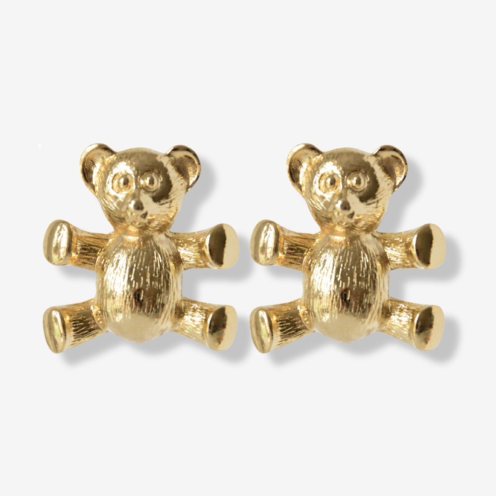 VINTAGE 1980S STATEMENT TEDDY BEAR CLIP ON EARRINGS