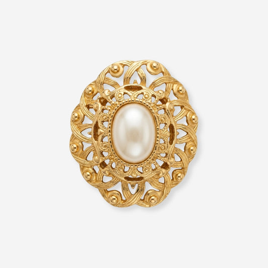 VINTAGE 1980S STATEMENT SIMULATED PEARL BROOCH