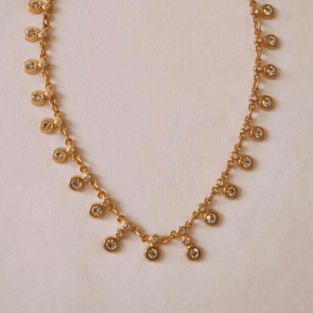 VINTAGE 1980S GOLD PLATED BRIDAL TENNIS NECKLACE