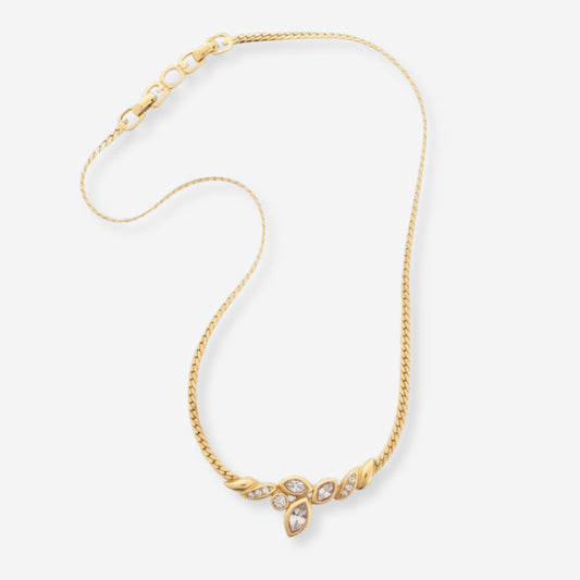 VINTAGE 1980s GROSSE   MARQUISE  FLORAL SWAROVSKI CRYSTAL NECKLACE