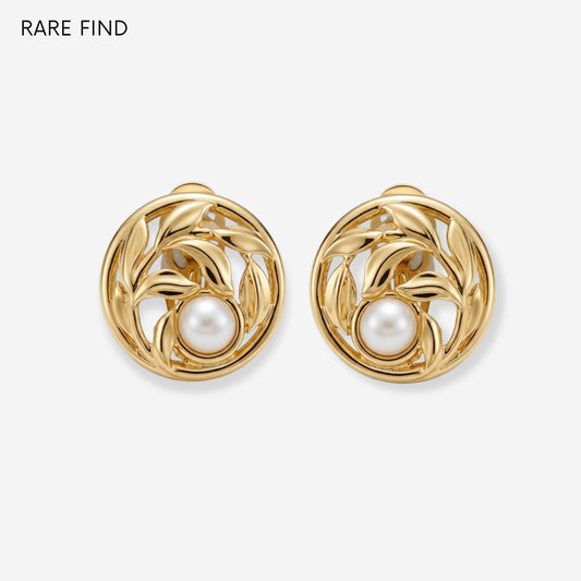 VINTAGE 1980S NINA RICCI SIMULATED PEARL CLIP ON EARRINGS