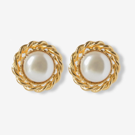 VINTAGE IMITATION PEARL STATEMENT CLIP-ON EARRINGS