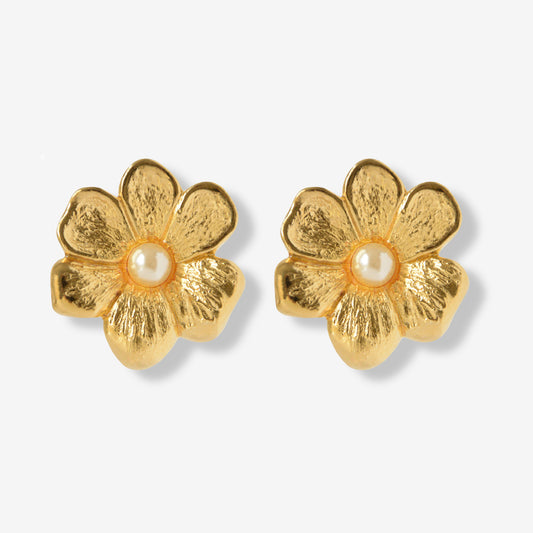 VINTAGE GOLD-PLATED FLORAL STATEMENT EARRINGS