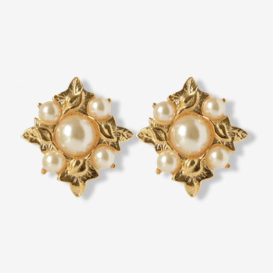 VINTAGE GOLD-PLATED AUTUMN IMITATION PEARL EARRINGS