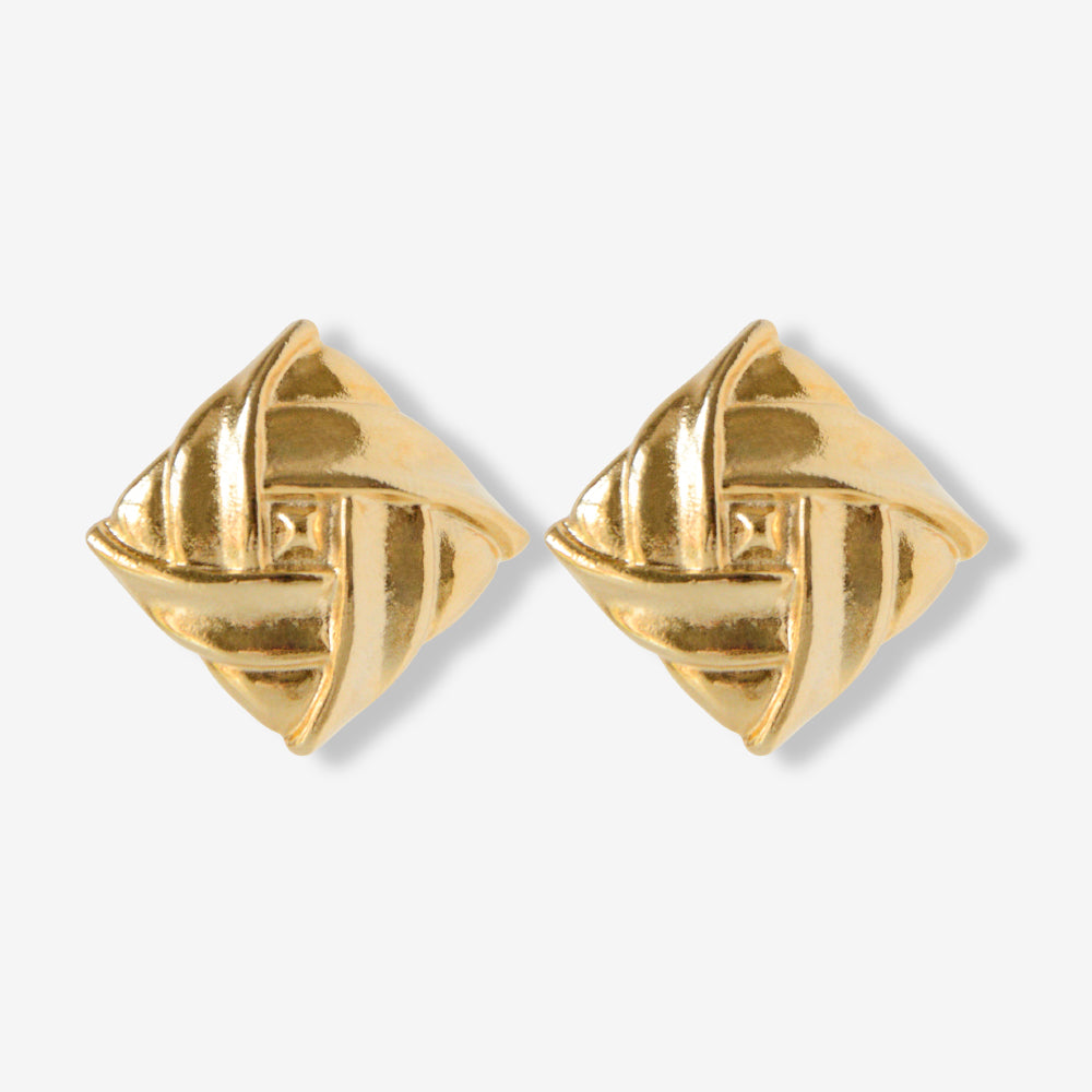 VINTAGE 1980S RHOMBUSGOLD PLATED TEXTURE STUD EARRINGS