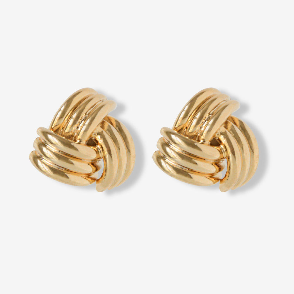 VINTAGE 1980S CLASSIC GOLD PLATED TRIO RIBBED KNOT EARRINGS