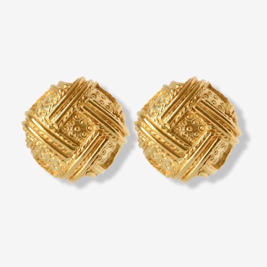 VINTAGE 1980S STATEMENT CRISS CROSS ROUND EARRINGS