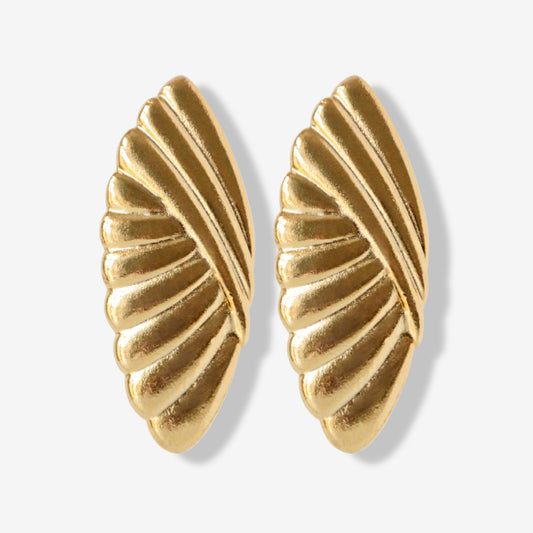 VINTAGE 1990S RIBBED OVAL CLIP ON EARRINGS