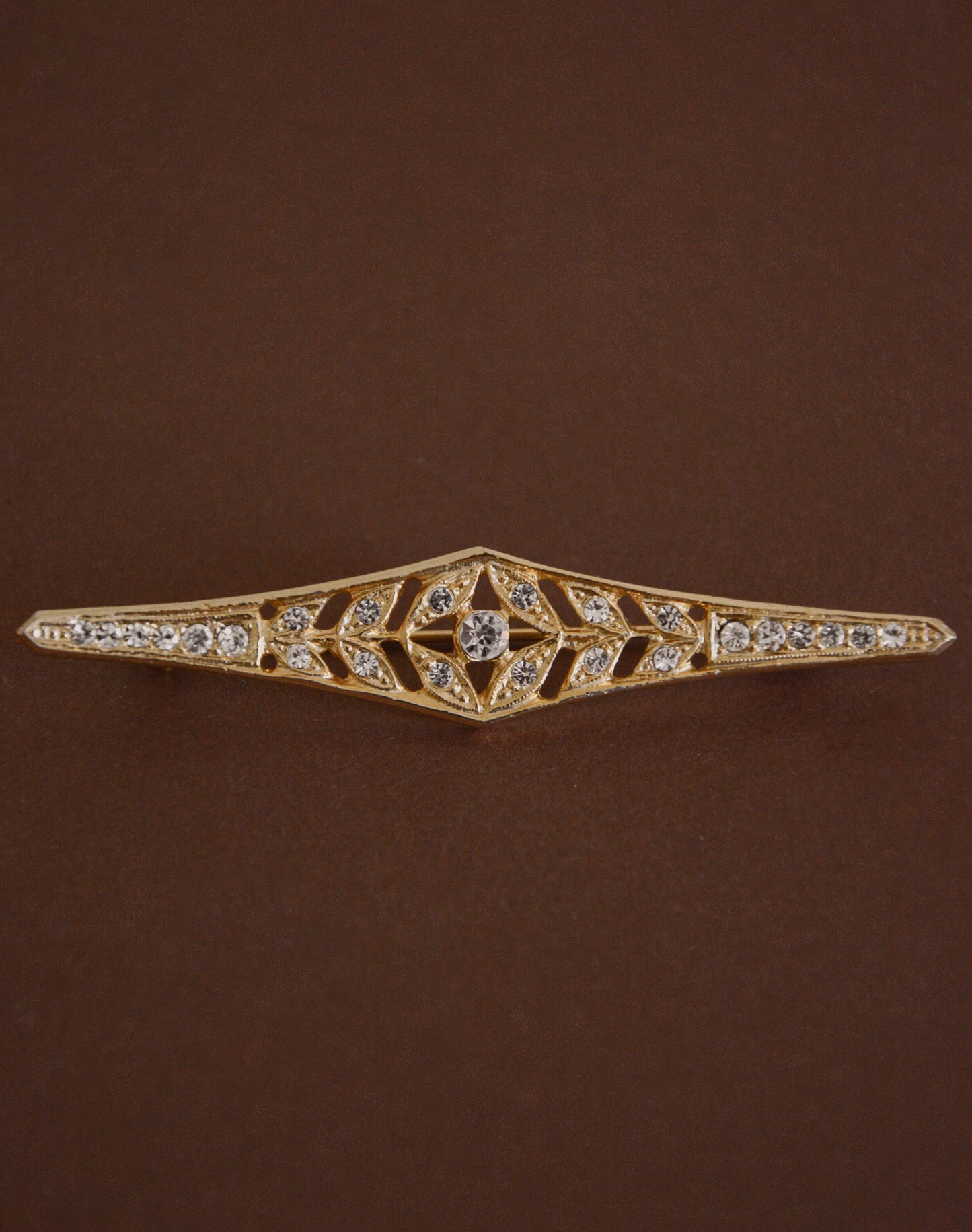 VINTAGE 1980S ART DECO SWAROVSKI CRYSTAL BROOCH PIN