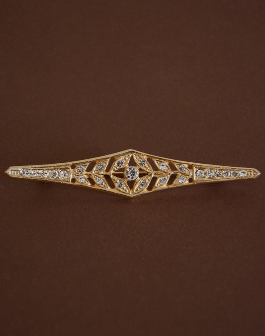 VINTAGE 1980S ART DECO SWAROVSKI CRYSTAL BROOCH PIN