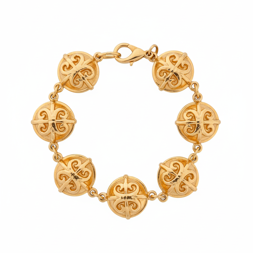 VINTAGE 1980s ETCHED CIRCLE LINKED BRACELET