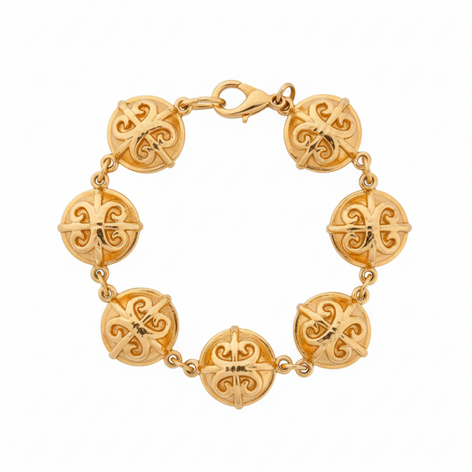 VINTAGE 1980s ETCHED CIRCLE LINKED BRACELET