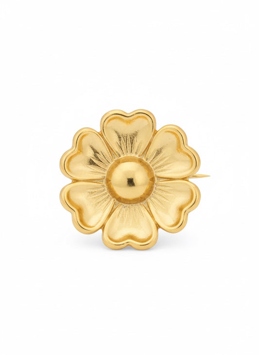 VINTAGE 1980S ETCHED FLOWER BROOCH