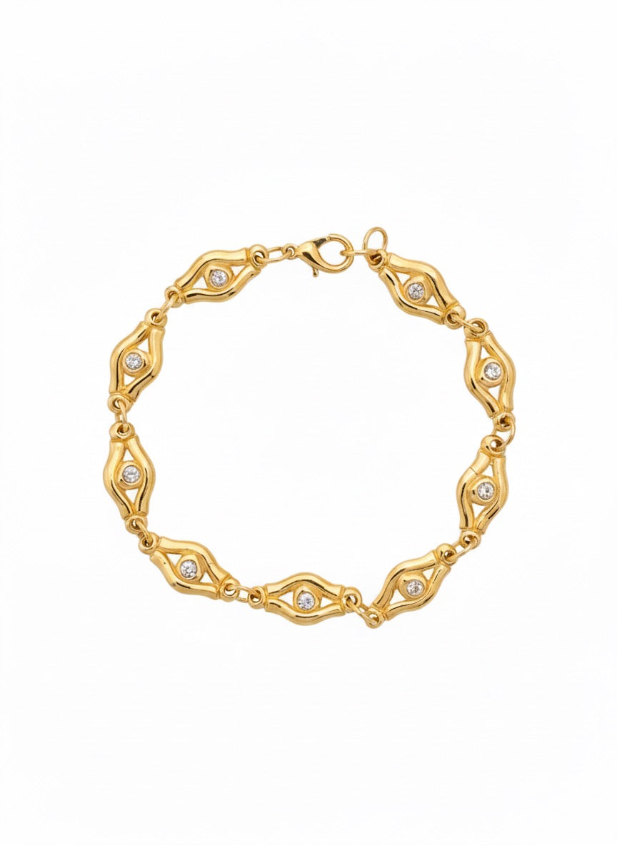 VINTAGE 1980s LUCKY EYE LINKED CRYSTAL BRACELET