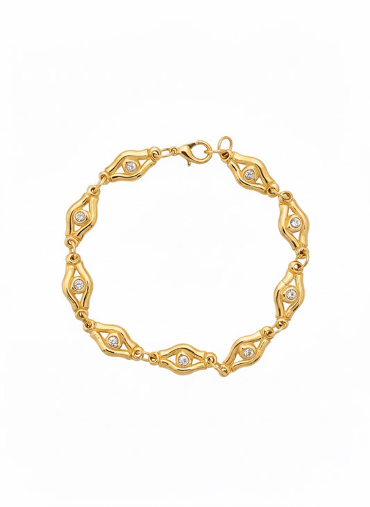 VINTAGE 1980s LUCKY EYE LINKED CRYSTAL BRACELET