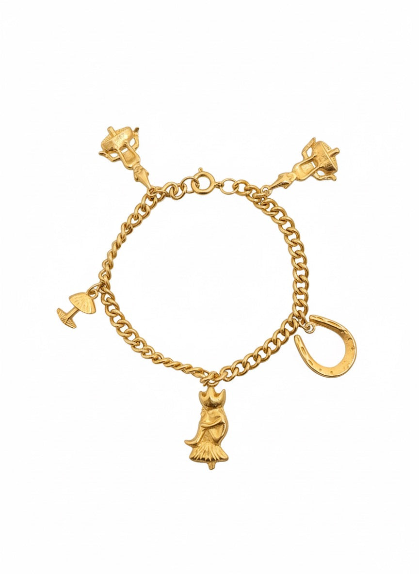 VINTAGE 1970S LUCKY GIRL CHARM BRACELET