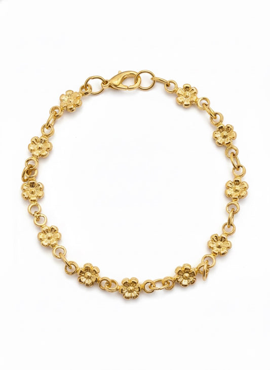 VINTAGE 1990s DAINTY DAISY LINK CHAIN BRACELET