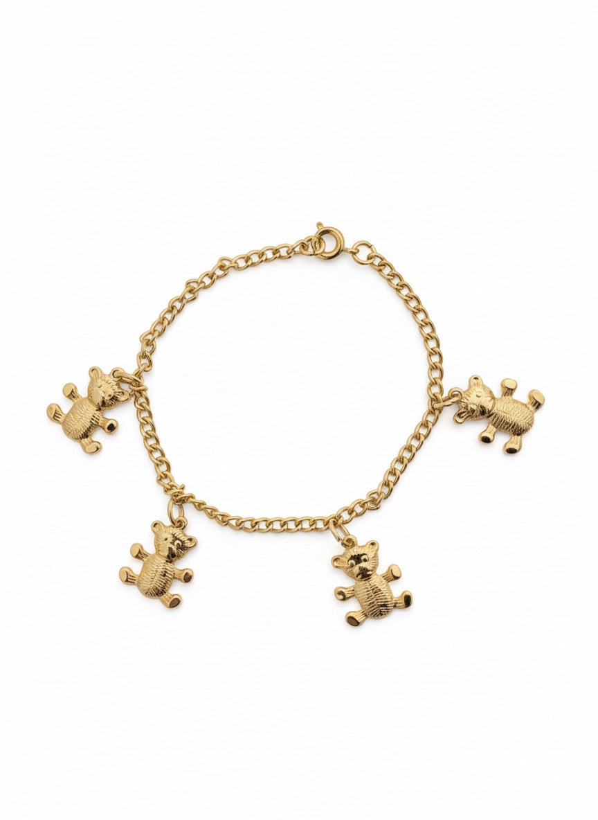 VINTAGE 1990S TEDDY BEAR CHARM BRACELET