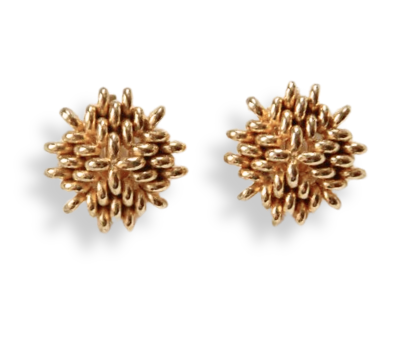 VINTAGE 1980S ABSTRACT STAR BURST CLIP-ON GOLD PLATED EARRINGS
