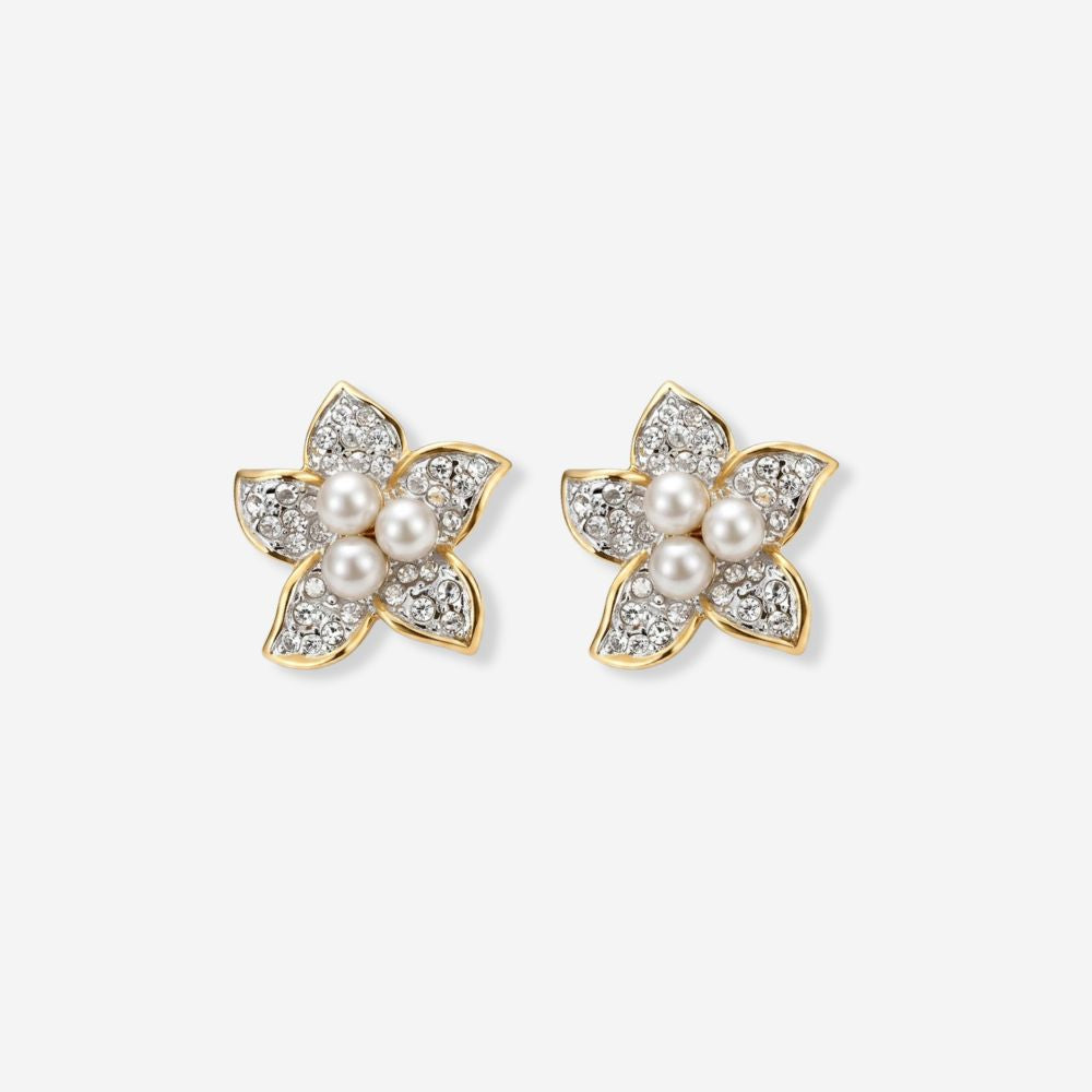 VINTAGE 1980S CRYSTAL CLUSTER FLORAL CLIP ON EARRINGS