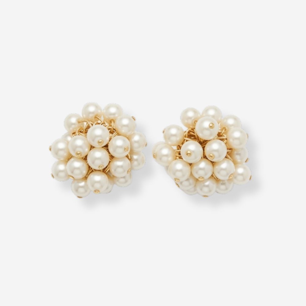 VINTAGE 1980S PRELOVED PEARL CLUSTER BRIDAL EARRINGS
