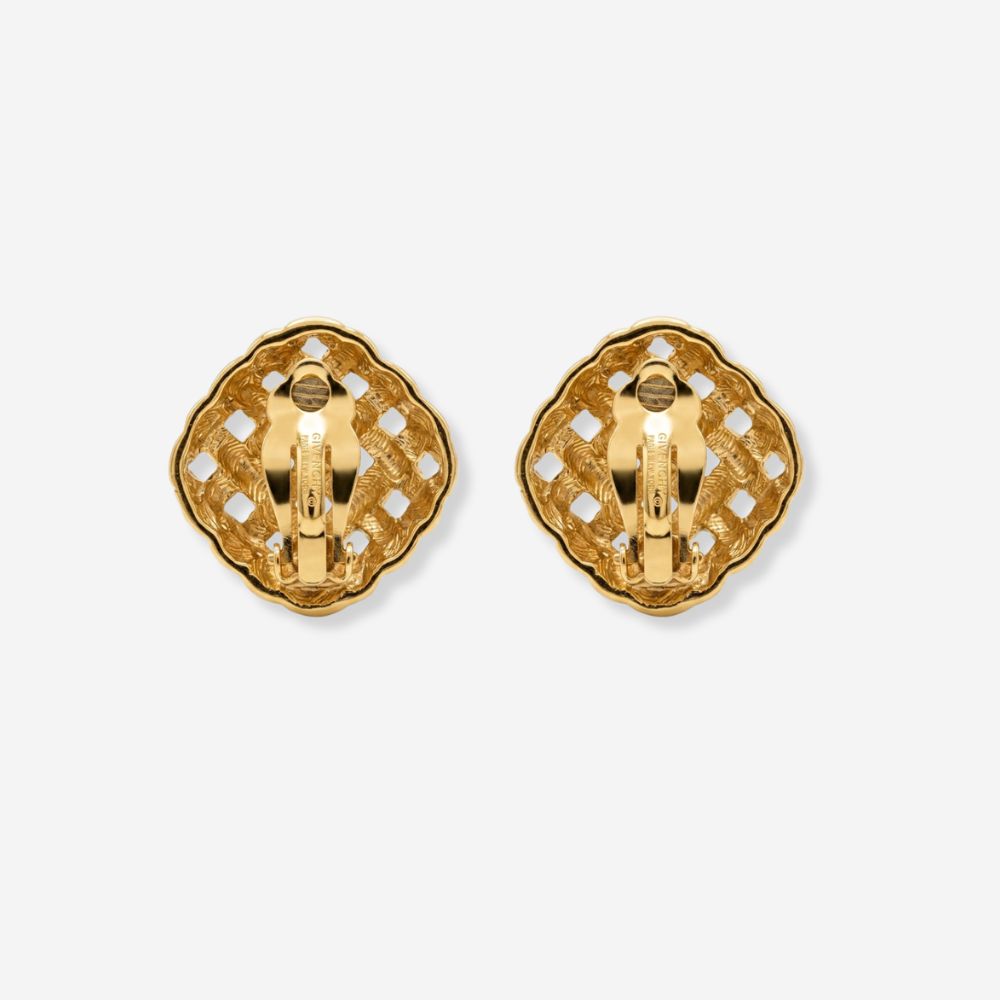 VINTAGE 1980S STATEMENT 1980S BASKETWEAVE LATTICE CLIP ON EARRINGS
