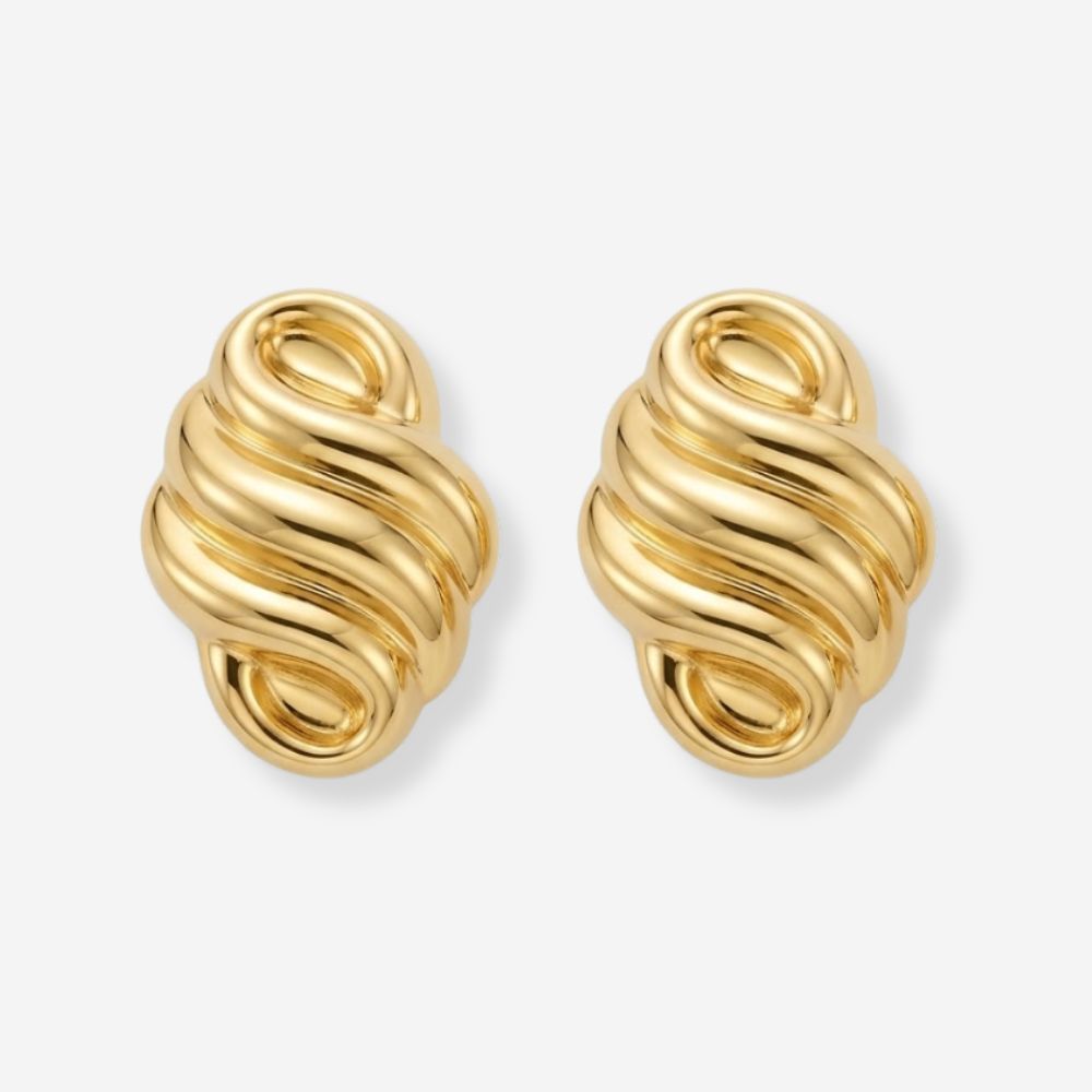 VINTAGE 1980S  OVERSIZED CROISSANT DOM STYLE CLIP ON EARRINGS