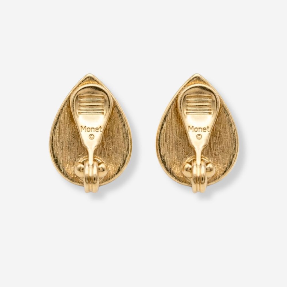 VINTAGE 1980S STATEMENT TEARDROP IVORY PEARL CLIP ON  EARRINGS