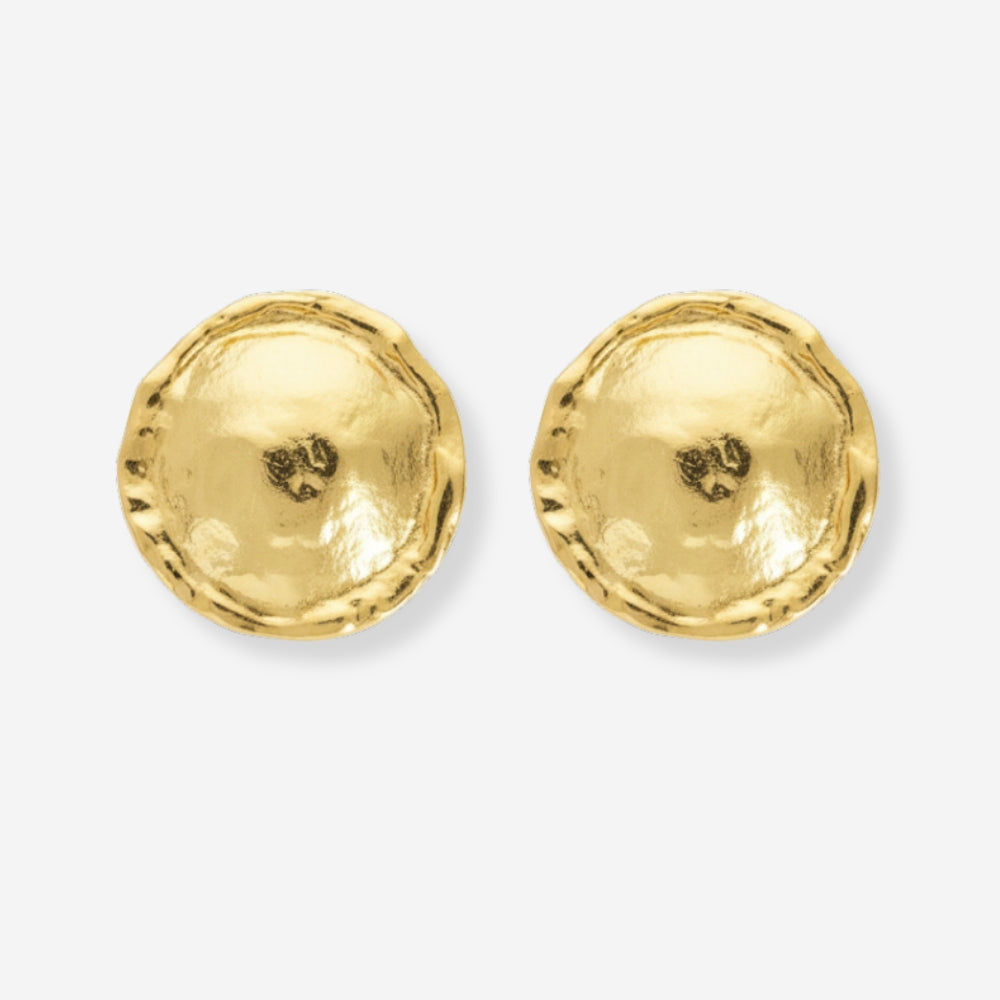 VINTAGE 1980S STATEMENT ETCHED ROUND CLIP ON EARRINGS