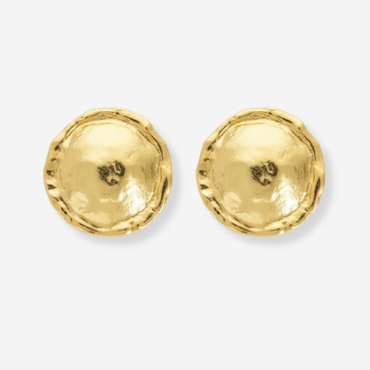 VINTAGE 1980S STATEMENT ETCHED ROUND CLIP ON EARRINGS