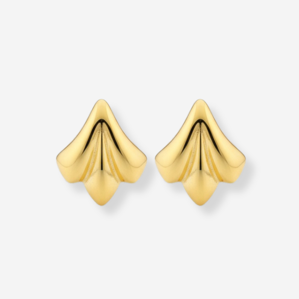 VINTAGE 1970S MINIMALIST TRIO LEAF GOLD PLATED  STUD EARRINGS